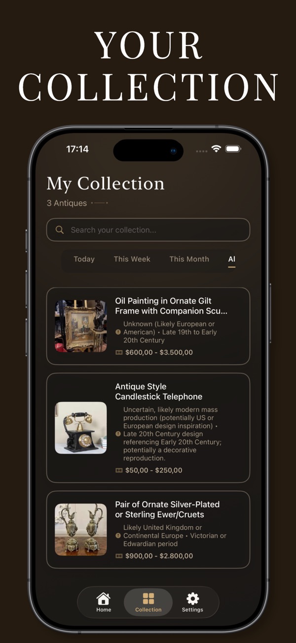 Digital antique collection gallery